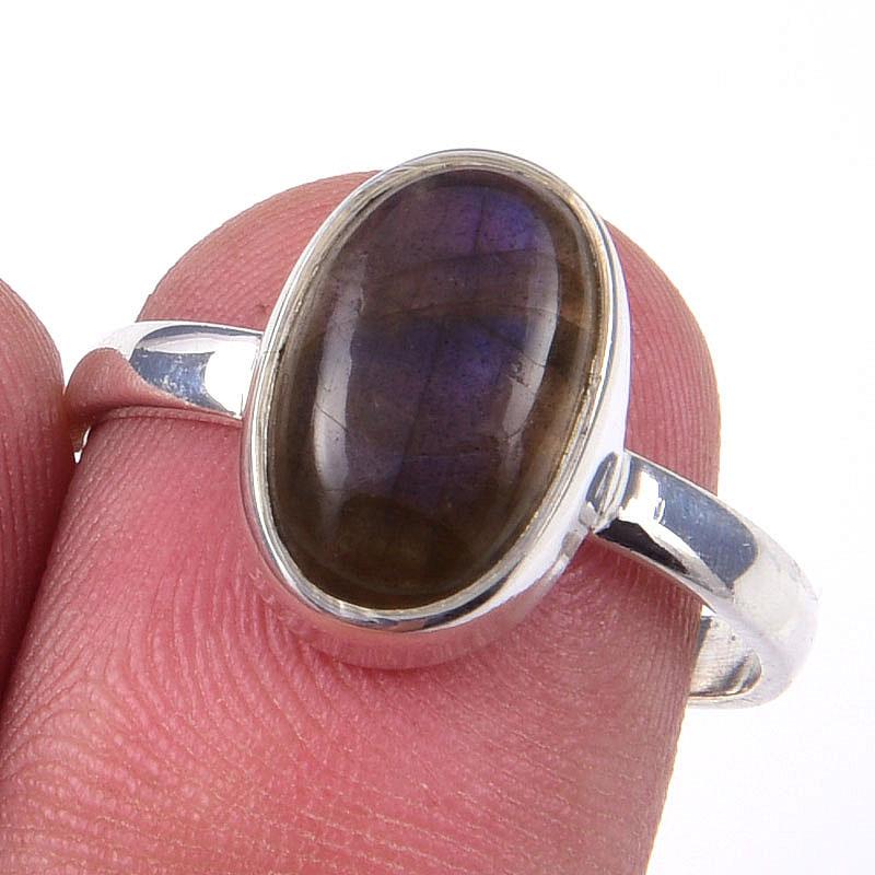 

Natural Labradorite Gemstone Handmade 925 Solid Sterling Silver Ring S.7.5 y6c54