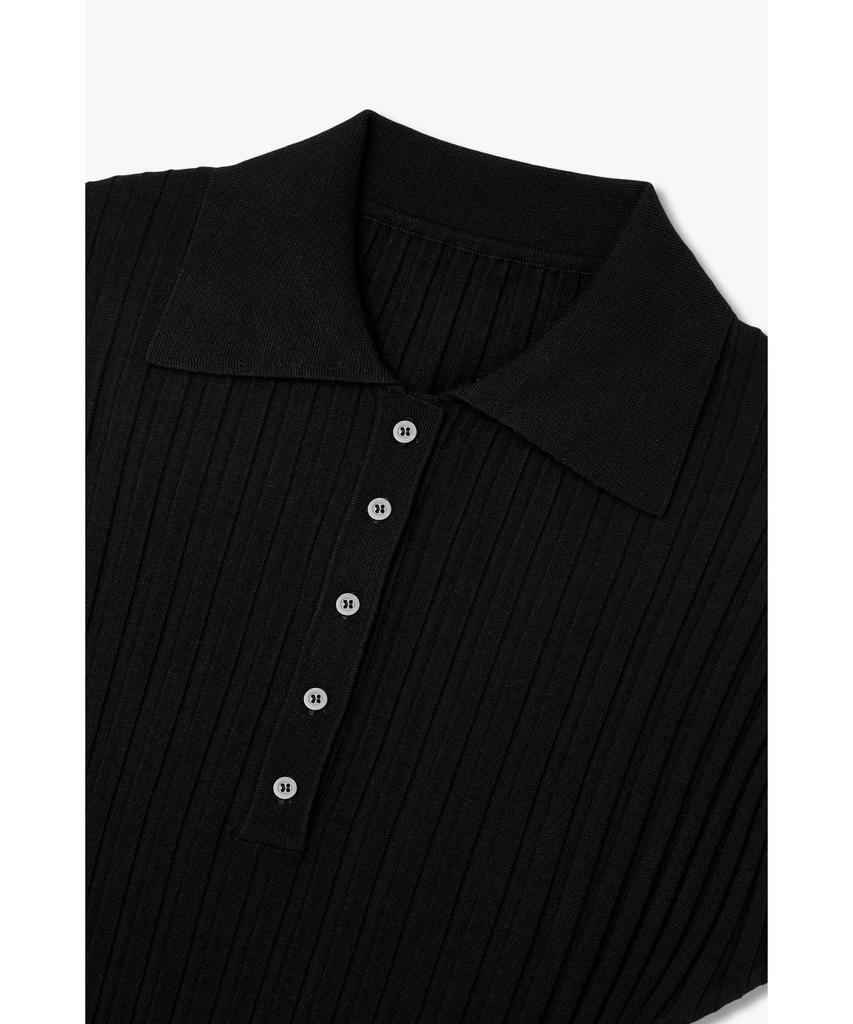 Bobeu Collared Neck Ribbed Knit Pullover_Black 7156250004