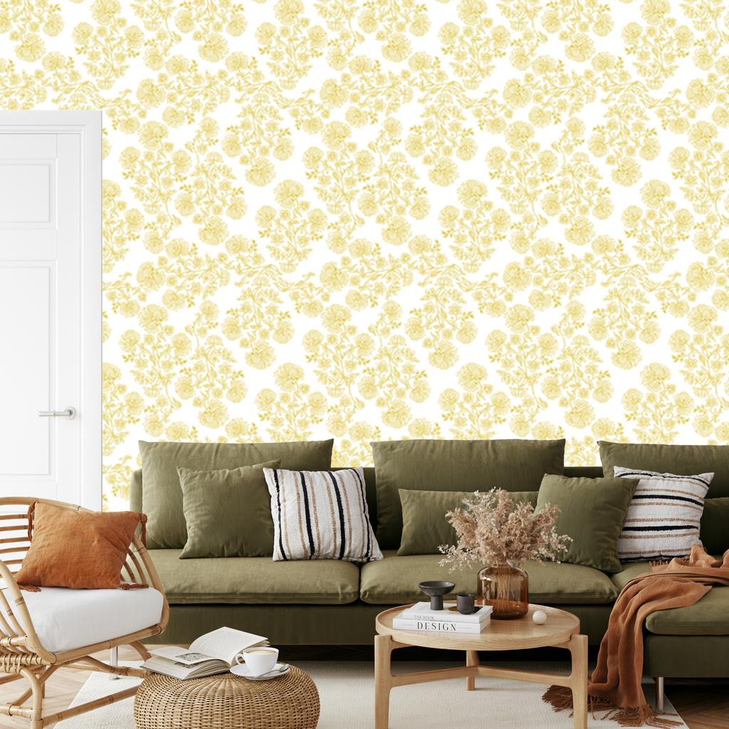 Cream Flowers Wallpaper for Living Room and Bedroom 50x1000
