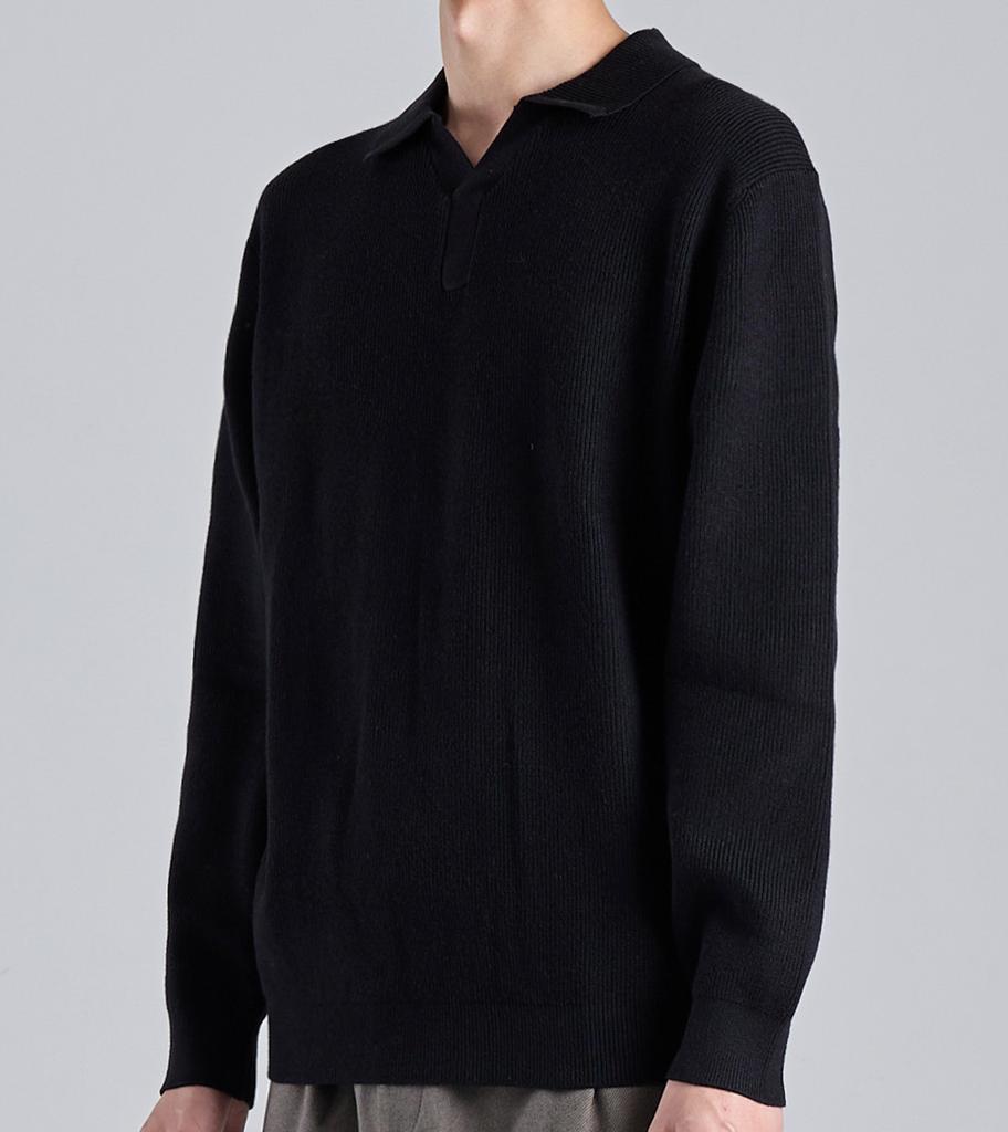 Beoteunseoul Wool Blend Open Collar Knit (Black)