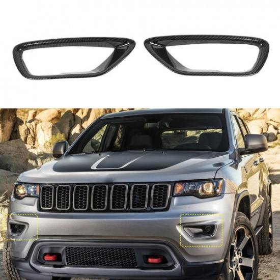 Carbon Fiber Front Fog Light Lamp Cover Trim For Jeep Grand Cherokee 2018-