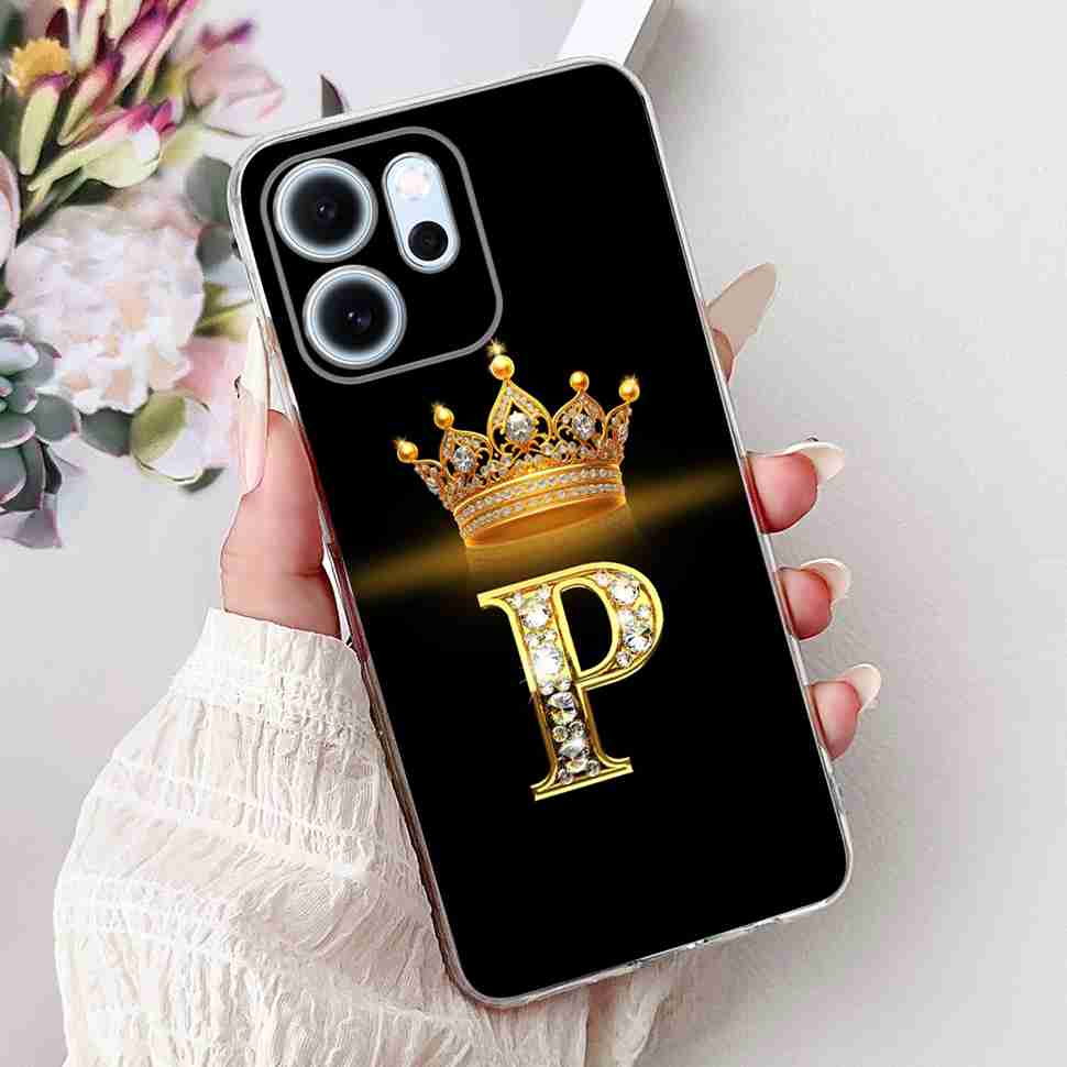 For Oppo Reno14 F 5G 6.57" Case Popular Design Letters A-Z Crown TPU Soft Silicone Cover For Oppo Reno 14F CPH2743 Phone Casing