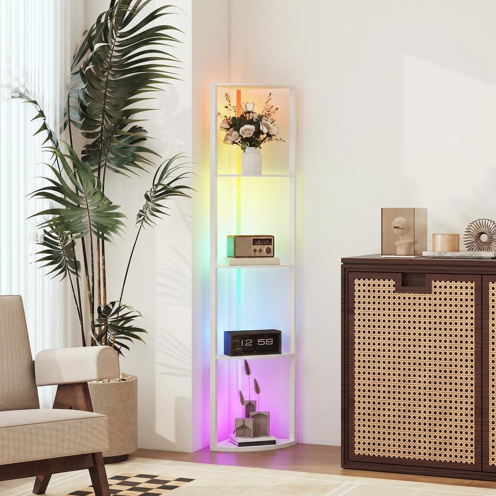 LED Stehleuchte 5-stufig dimmbar Stehleuchte mit Ablage, RGB Farbwechsel, Fernbedienung