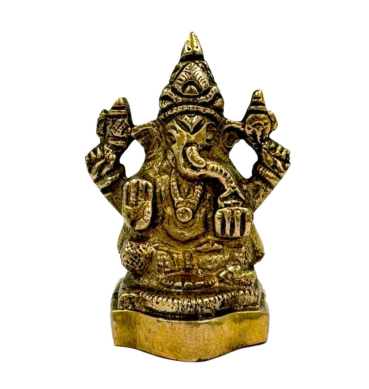 Pure Brass Lord Ganesha Idol, Ganesh Ji, Gajanan Murti, Ganpati Statue - 5.6 Cm