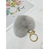 MAIA Rabbit Fur Heart Keychain & Charm - Gray