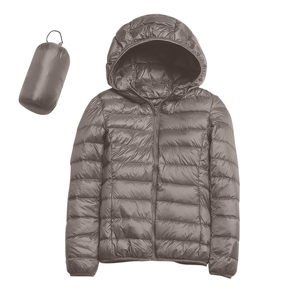 Winter New Style, Women's, Casual, Solid Color, Lightweight Waterproof Down Jacket, White Duck Down, Hooded Down Jacket, Outerwear