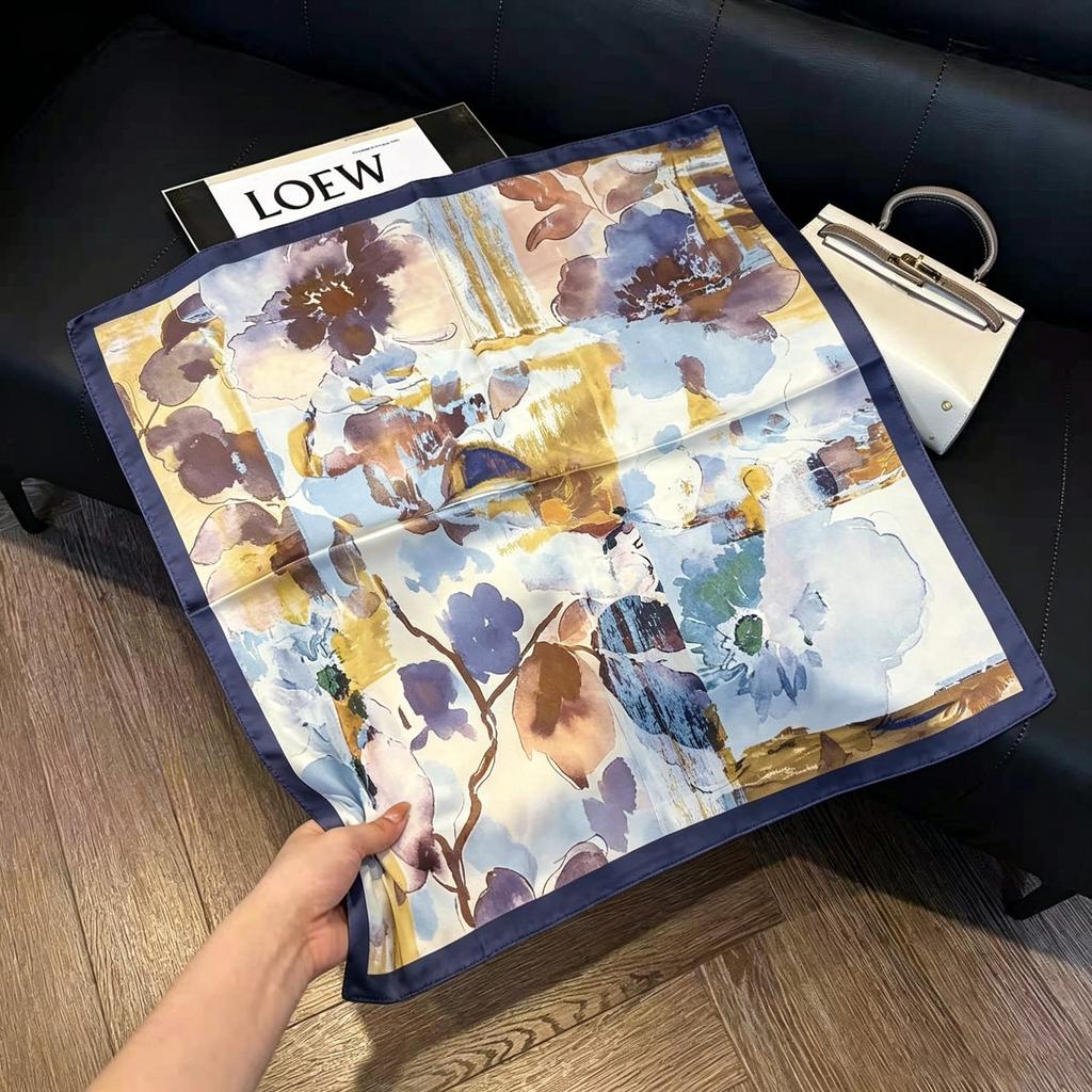 May Kaji Cashew Flower Square Scarf Retro Men's Silk Scarf Buckle British Style Scarf Men's Paisley Pattern Small Scarf Women