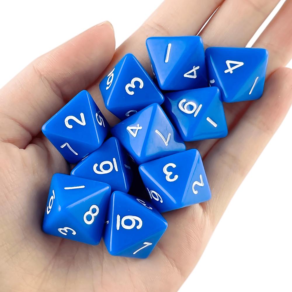 D8 Multi-sided Dice 15.5 Mm Digital Dice Game Set 8 Sided 10 Pcs for Board Games