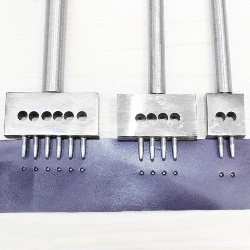 3PCS Leather Punch Tool 6mm 2/4/6 Prong Leather Craft Tools DIY Row Circular Cut Hole Stitched Hole Spacing Hand Tool