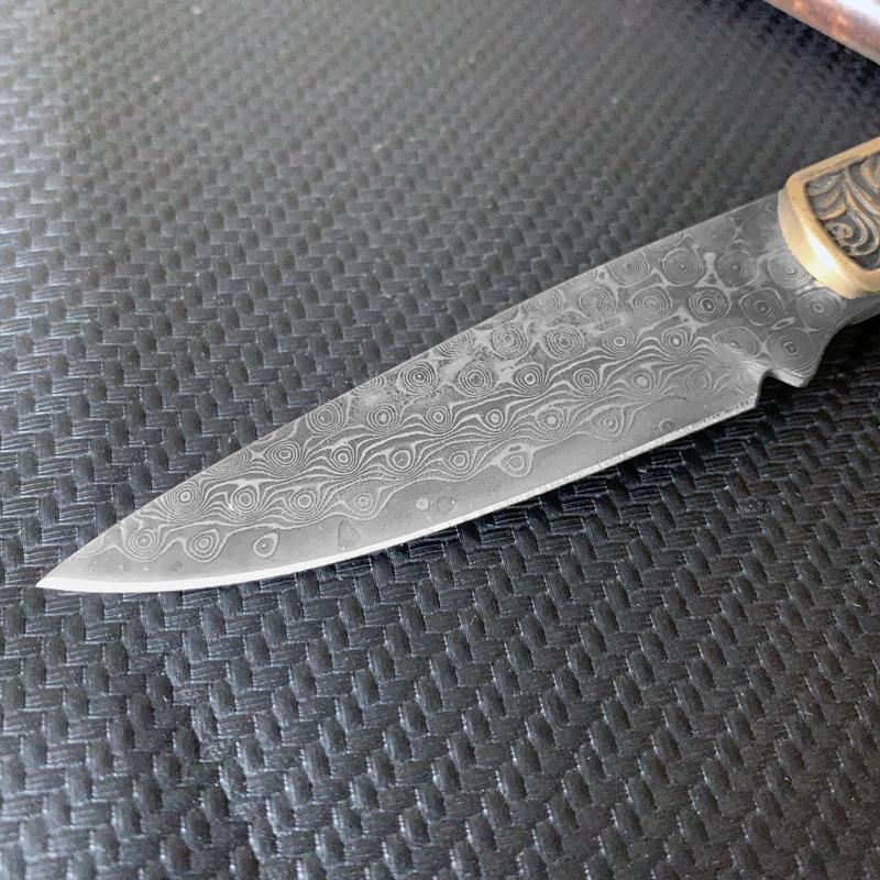 Damaststahl Messerklinge DIY Halbfertig Teemesser Nadel Gerades Messer Handwerkzeuge Materialwissenschaft