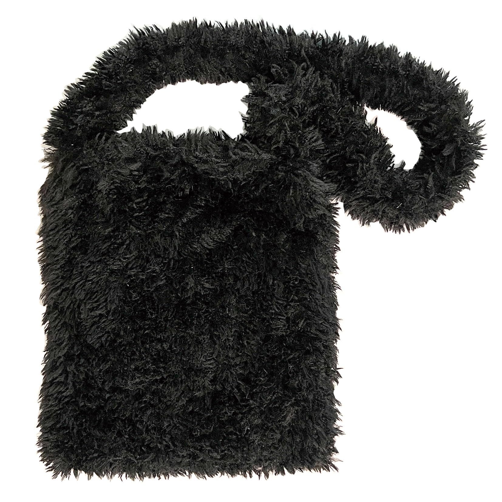 

1341 Fluffy Eco Fur Faux Fur A4 Vertical Tote Bag LT A4 Moke Shoulder A [Rootote] (02 Black)