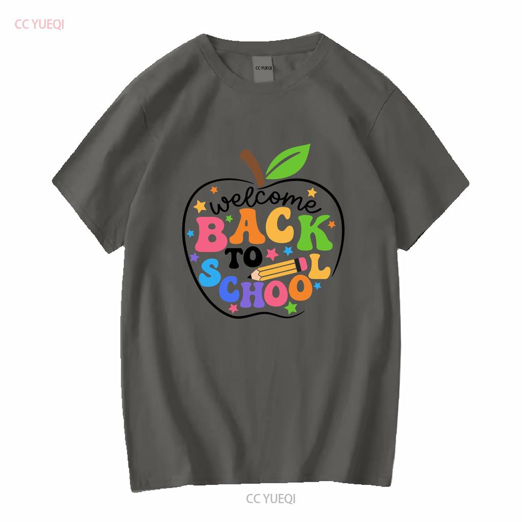 Welcome Back To School T Shirt Cute Teacher First Day Of For Long Or Short Sleeves Vintage Washed Homme Stretched Streetwear