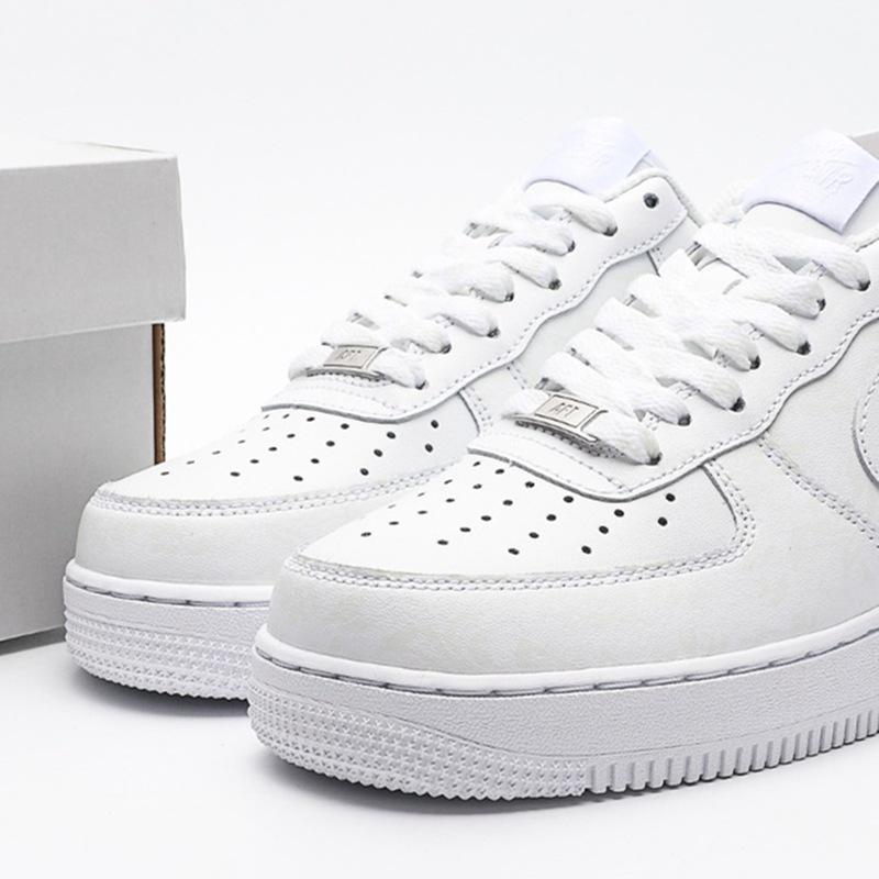 Prémiové AF1 Air Force 1 Nízké Tenisky Čistě Bílé & Pšeničné