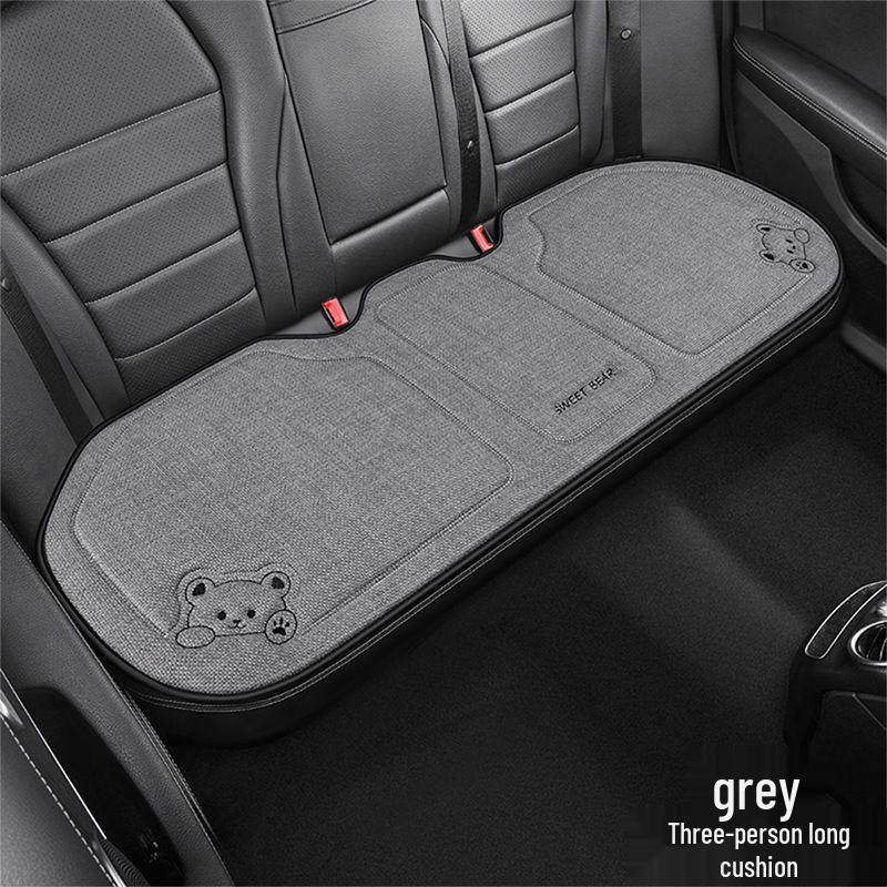 Cartoon Linen Car Seat Cushion – Universal Fit for Rear Driver Seat, Four Seasons