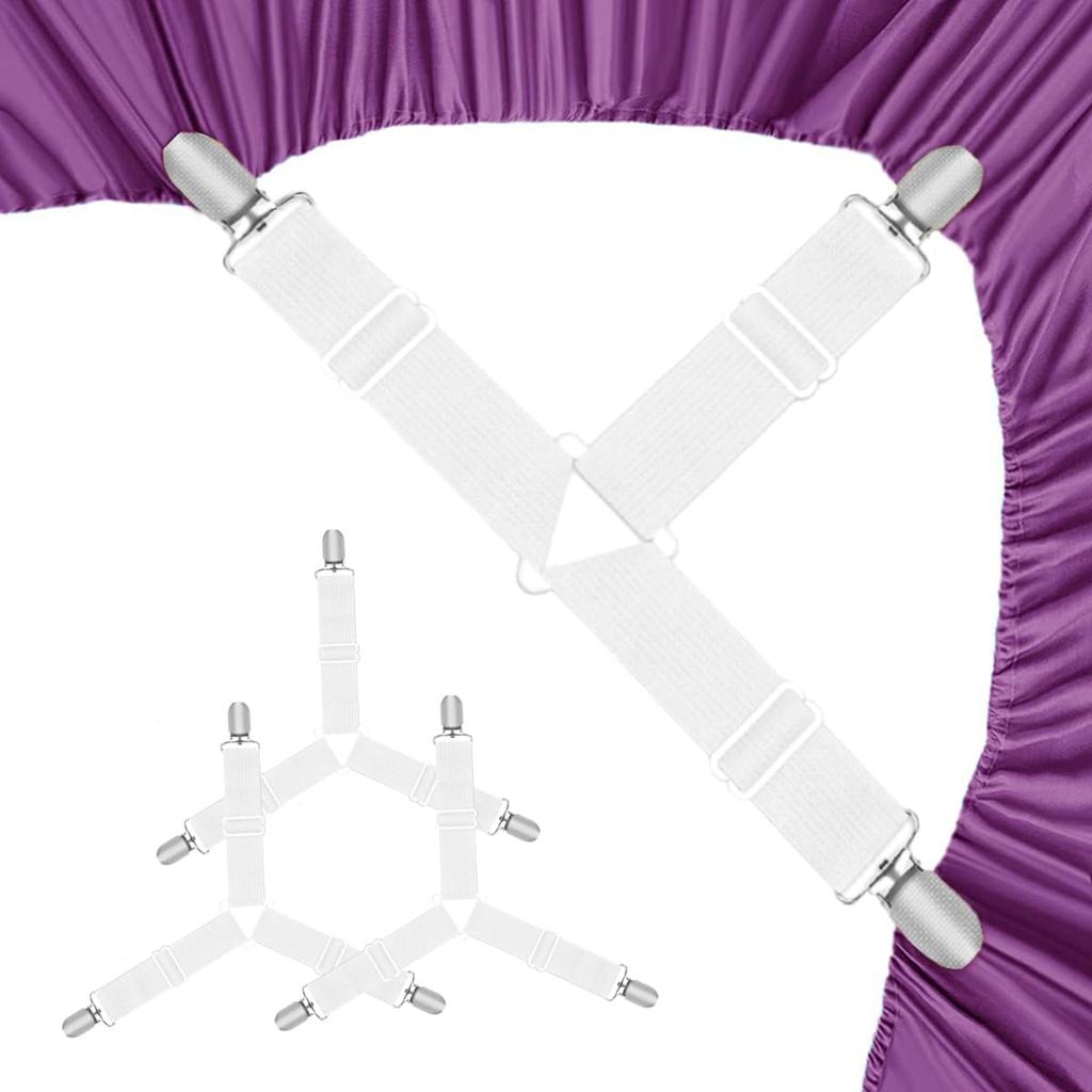 Bed Sheet Holder Straps, Upgrade Non Slip Sheet Clips, Fitted Sheet Holders for Corners, Easy tall Adjustable Elastic Firm Tight Accessories,