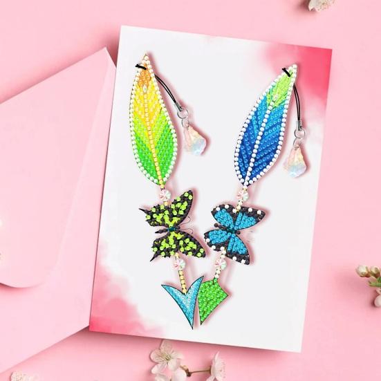 1 Set Diamond Painting Bookmark Bright Color Feather Butterfly Shape Elegant Page Markings