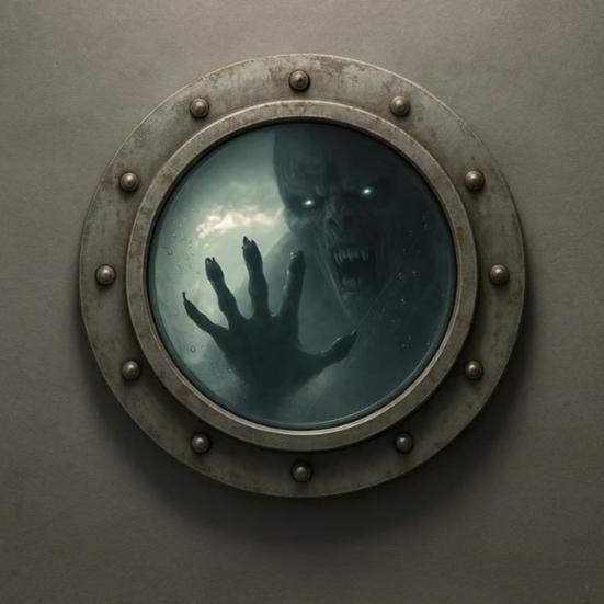 Haunted Porthole Wall Decor Halloween Vintage Ghost Ship Round Window with Rustic Copper Frame 3D Horror Gothic Home Decor for Living Room Bedroom