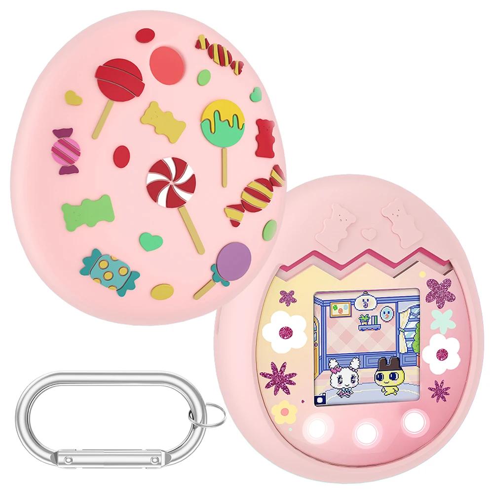 Silicone Protective Case with Carabiner Protective Cover Protective Sleeve for Tamagotchi Pix Interactive Virtual Pet Machine