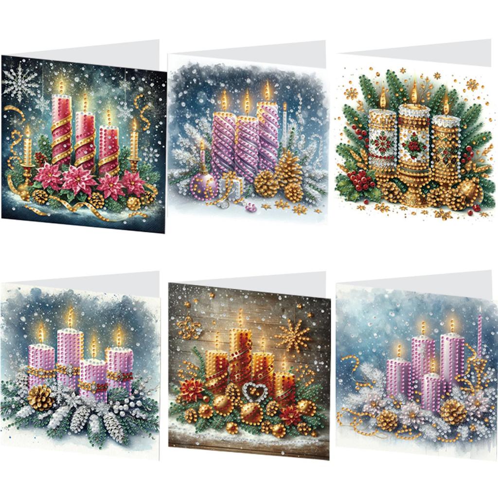 6pcs DIY Diamond Painting Greeting Card Set Rhinestone Diamond Art Mosaic Postcards Creative Birthday & Thanksgiving Card Kit