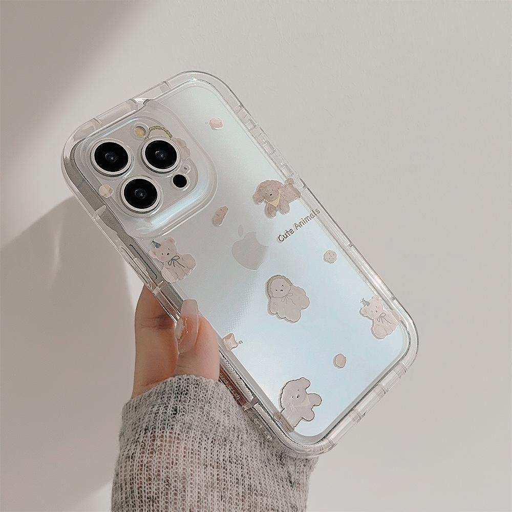 Korean Style Bear Bread Puppy for IPhone16promax for Apple 16 Mobile Phone Case 15Promax Cute and Transparent