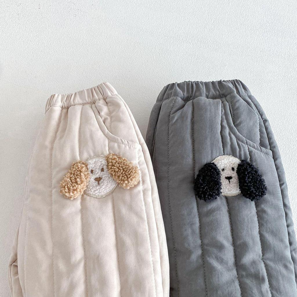 Children's 2025 Winter Cartoon Dog Quilted Cotton Pants - Stylish Boys' Sweatpants