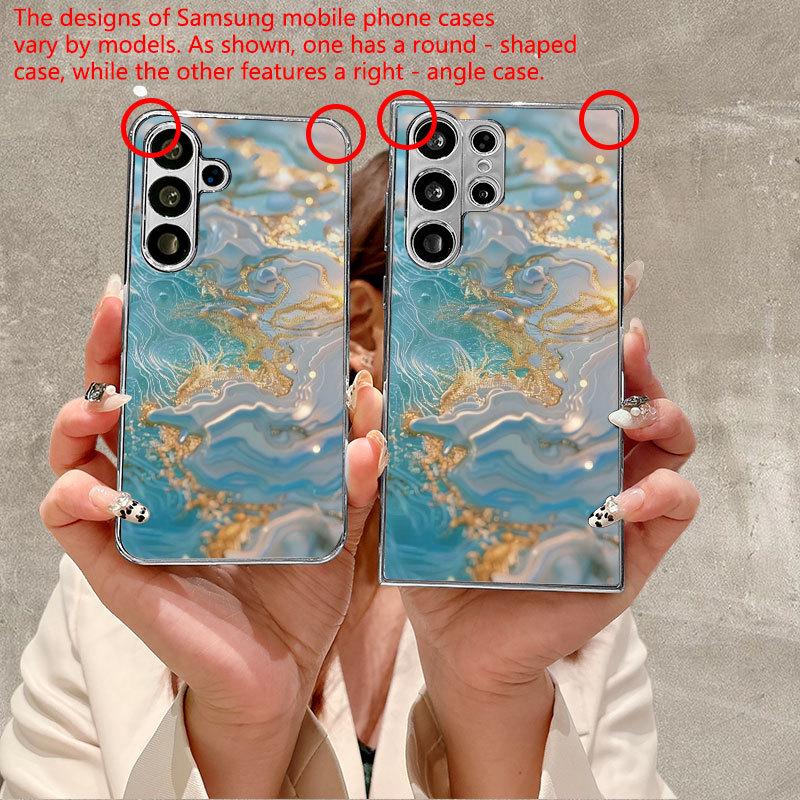 Samsung S25 Edge Phone Case & S23 Ultra Tempered Glass, S20 FE Flowing Gold Electroplated Full Coverage.