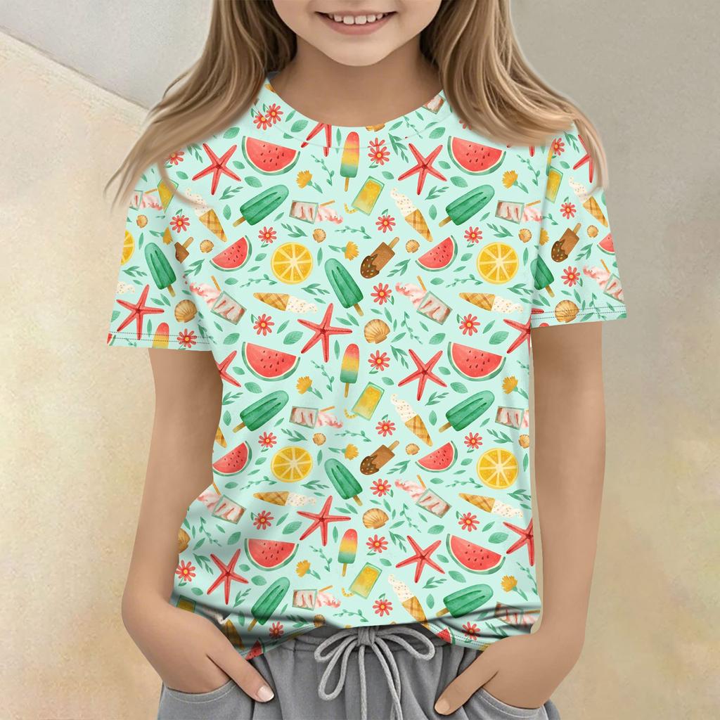 Camiseta Casual Infantil Estampada de Manga Curta com Gola Redonda