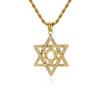 Hiphoip Stainless Steel Six Pointed Star Pendent Necklace for Women Gold Plated Jewelry