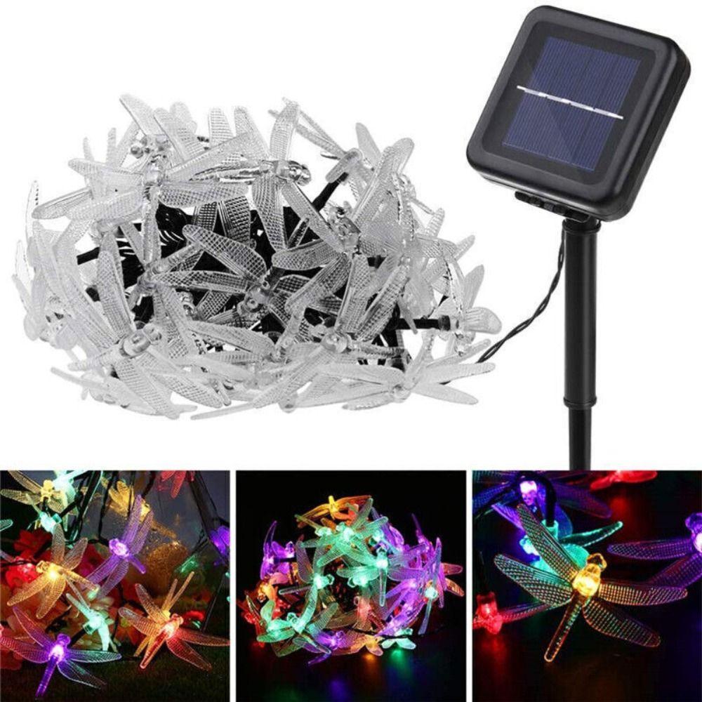 Garden Decoration Outdoor 20 LED Dragonfly String Lights Fairy Light Solar Lamp Garlands Light