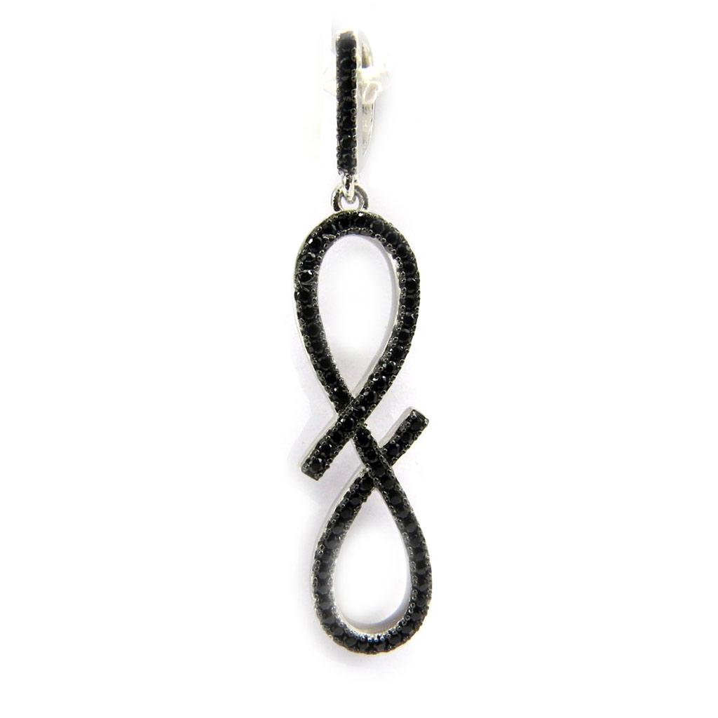 Les Trésors De Lily [L6688] - Black 'Sissi' Silver Pendant (infinity)