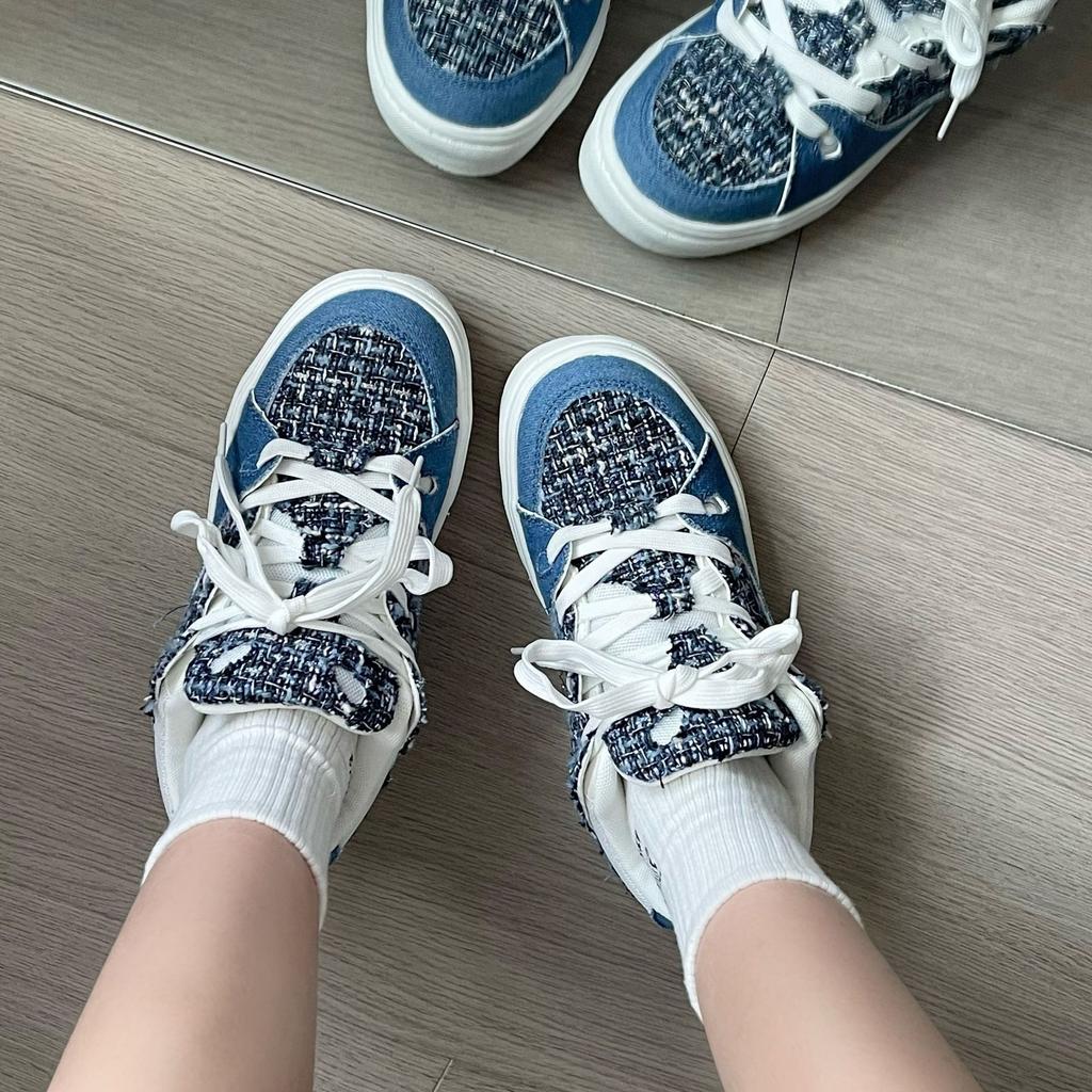Autumn Ins Fragrant Wind Blue Couple Casual Board Shoes Chic Niche Student Breathable Sneakers