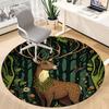 1pc Forest Deer Office Round Area Rug, Under Office Chairs Bedroom Living Room Home Decor, Room Deco