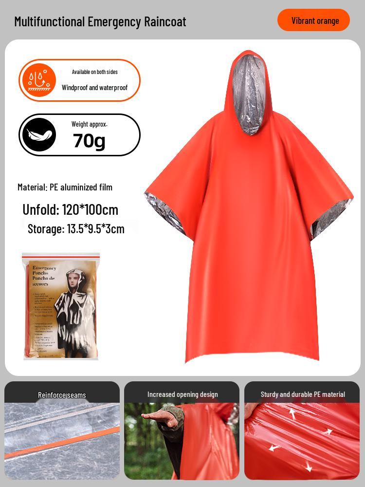 Outdoor Emergency Thermal Blanket with Cold Protection - Lifesaving Raincoat & Anti-Hypothermia Survival Gear for Climbing