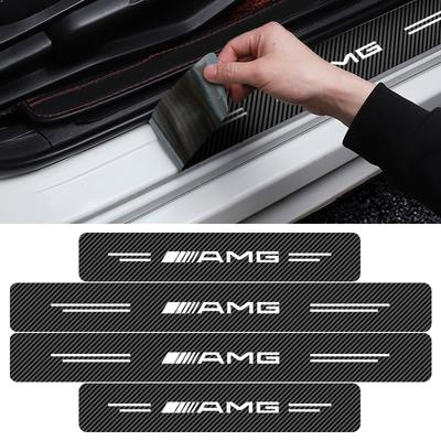 4 Adet Araba Kapı Eşiği Karbon Fiber Eşik Koruyucu Çıkartma Mercedes Benz AMG W212 W205 W246 W177 W176 W213 GLC GLE GLS ML İçin Karşılama Lazer Lambası