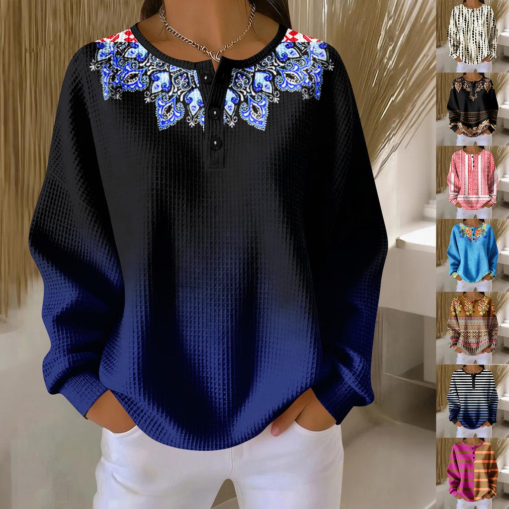 Women's Casual Shirts Long Sleeve Tops Button Up V Neck Loose Knit Fall Favorites For Women