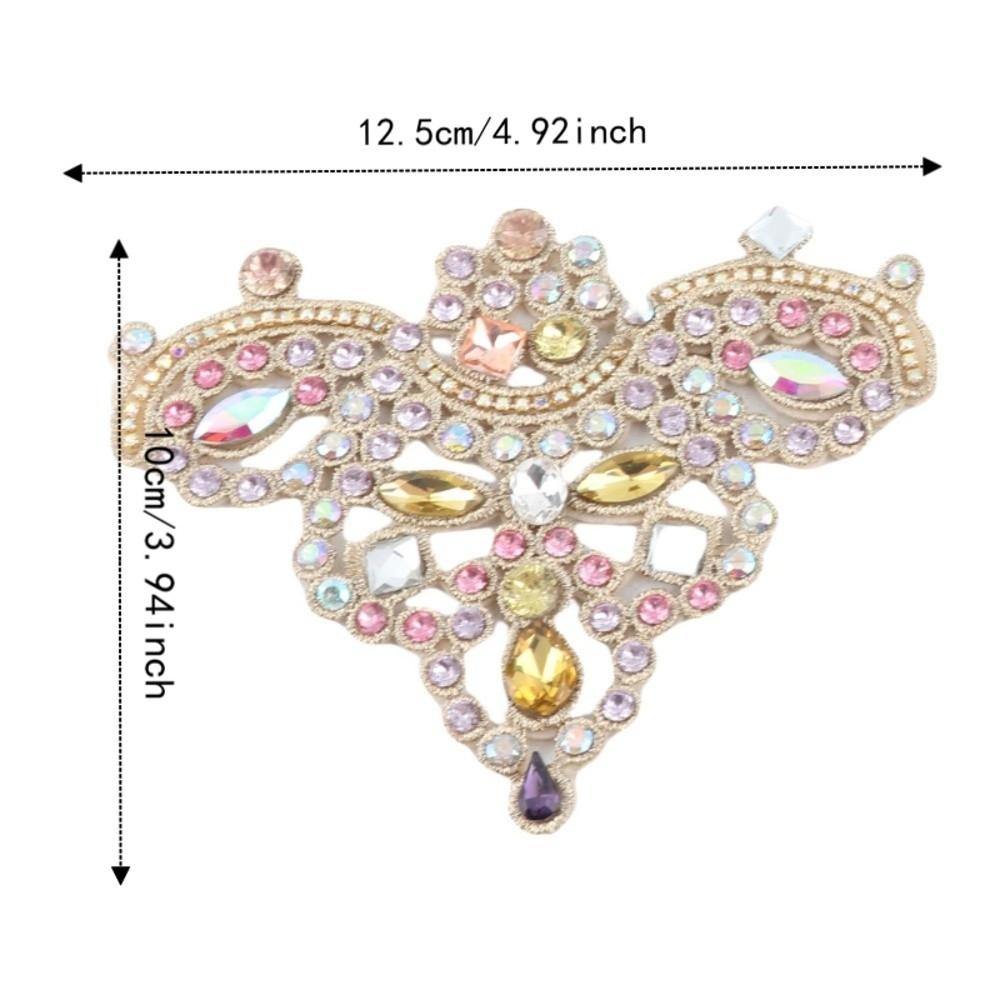 2pcs Embroidery Applique Crystal Rhinestone Patches For Clothing Accessories розовый