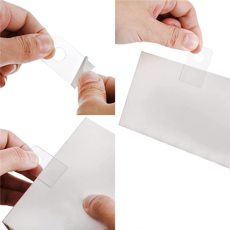 Trendy! 1000 PCS Self Adhesive Hanging Tabs, 1x1-1/2 Inch Round Hole Hanger Hang Tag Hooks for Retail Store Supplies Display