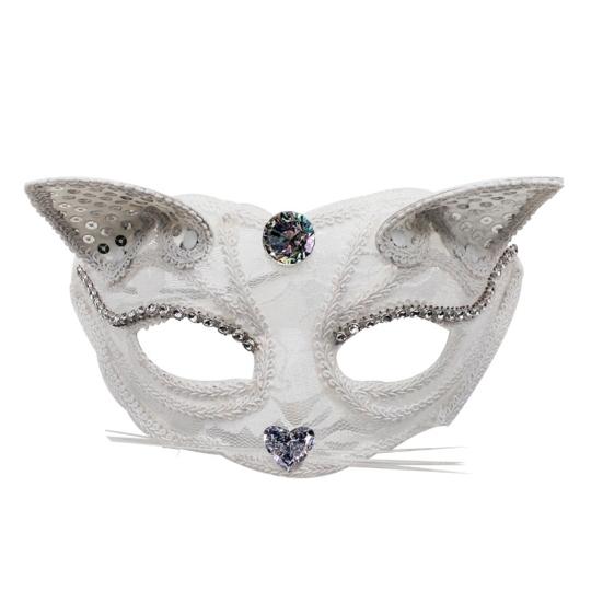 Halloweenská kočičí maska Poloviční obličej Krajková maškarní maska Kočka Liška Zvíře Cosplay Kostým pro Karnevalový ples Party Doplňky