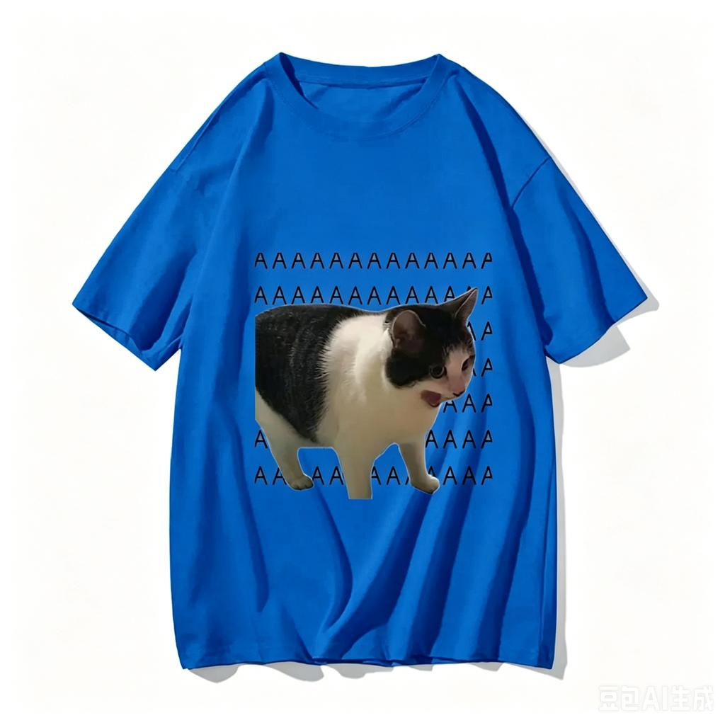 New Funny Meme Sad Crying Cat Printed Adult And Kids Casual Cotton Tshirt Summer Harajuku Short Sleeve Tees Clothes