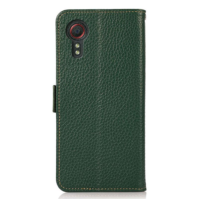 For Samsung Galaxy Xcover7 Wallet Case Genuine Cow Leather Phone Cover with RFID Blocking