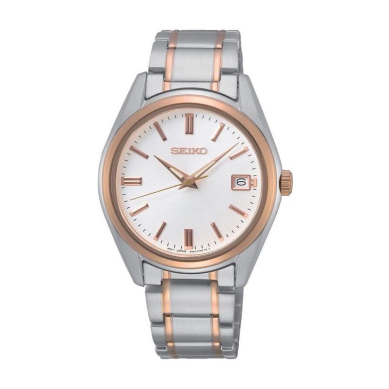 

SEIKO 100 meters waterproof Quartz Steel Strap 36mm men s watch white dial SUR322P1 синій