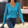 Women's Long Sleeve Knit Layering Top with Lace Trim, Color Casual Blouse