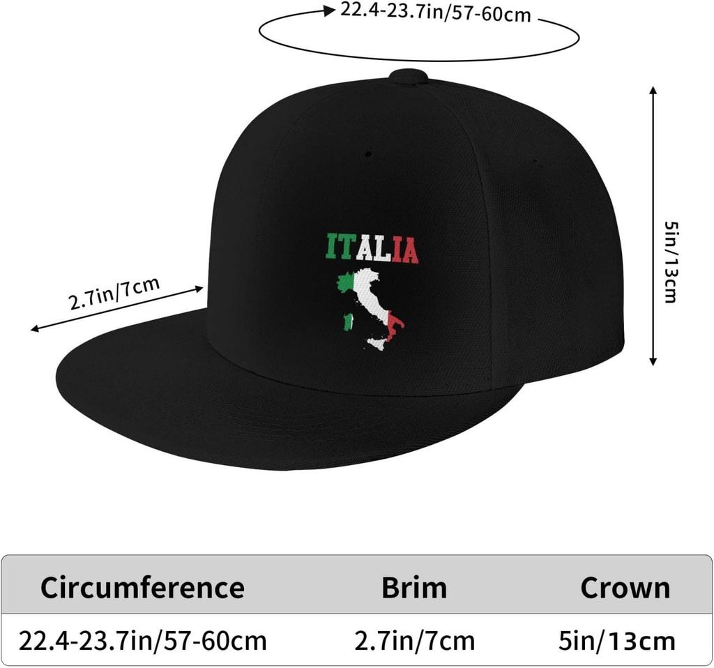 Italia Italy Italian Snapback Hat Hip Hop Style Flat Bill Brim Hats Baseball Cap