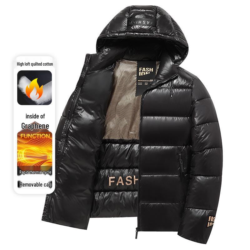 

European 2025 Men s Winter Jacket with Detachable Hood - Thick, Warm, Cotton Padded Coat M чорний