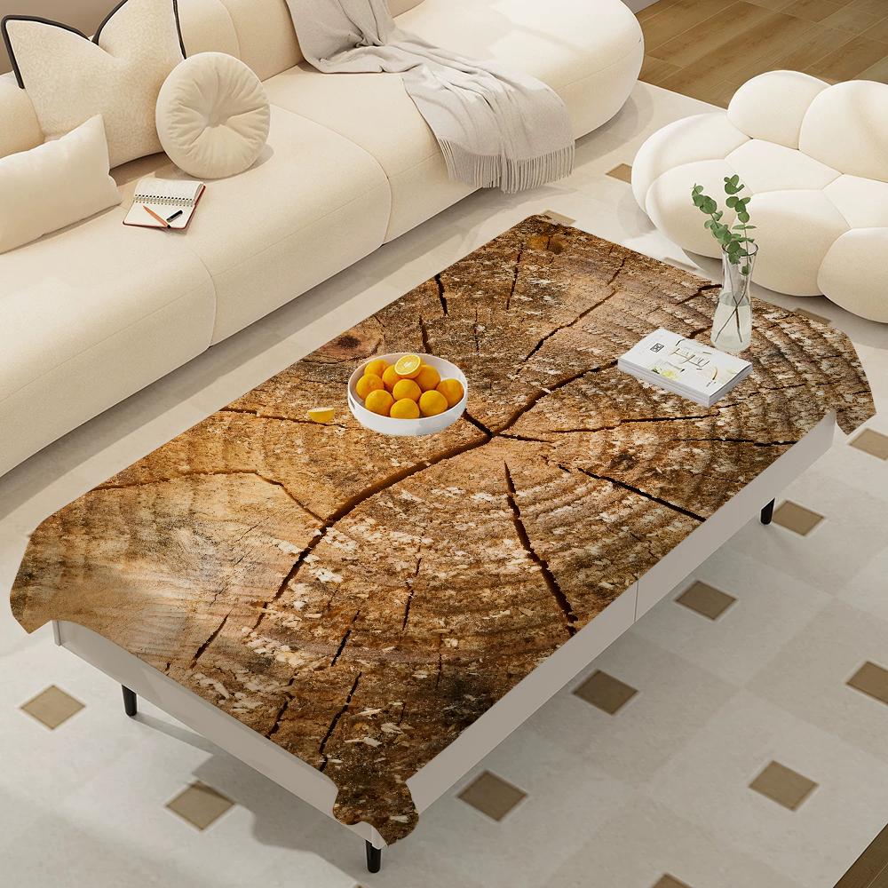 Beautiful Wood Rectangular Tablecloths Washable Wedding Party Kitchen Dining Living Room Birthday Decoration Table