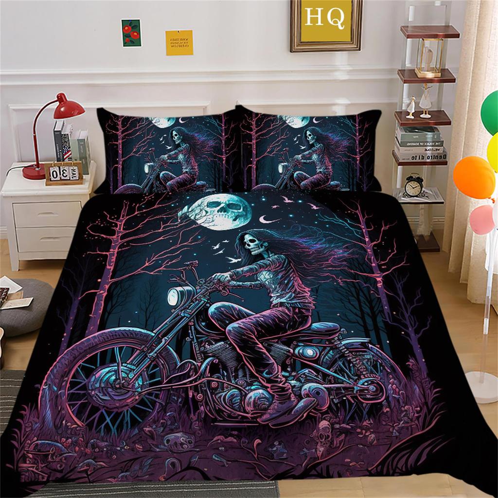 3D Skull Head Beauty Bedding Set Quilt Cover Pillow Cover Bedding Set AU King Full Size Single/Double Bed Home Decoration