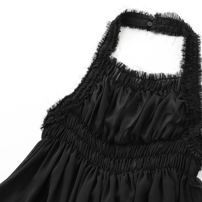 Kaslead New Arrival Women's Clothing Fashion Style Fashion Ruched Decoration Hanging Collar Tops 7521247