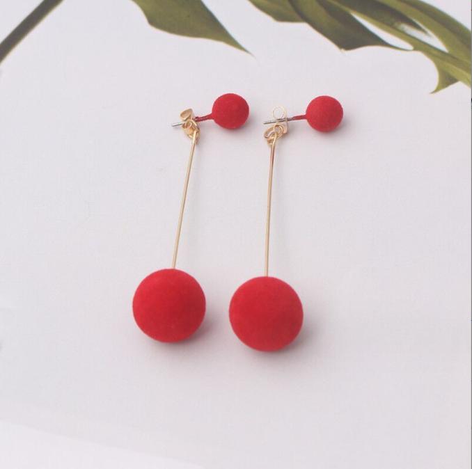 

Серьги, 1 пара, женские, темпераментные, с шариками, двусторонние длинные серьги-капли красный