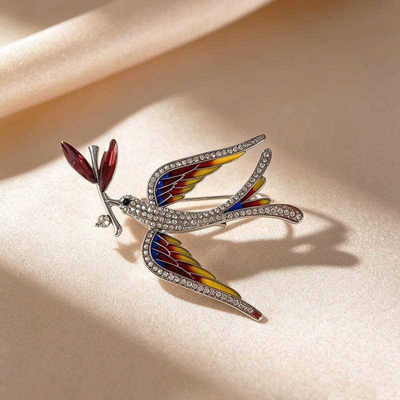 Full-diamond Swallow Brooch - High-end, Exquisite, Luxurious, Pleated Blouse Accessory, Waist-closure Pin