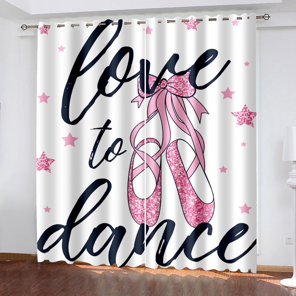 Rosa Enhjørning og Ballettjente Vindusgardiner Stue Barnerom Kjøkkengardin For Barn Draperier Vindusdekorasjon